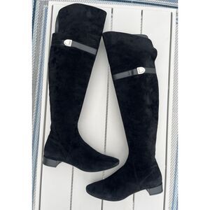 Christian Dior Knee High Suede Leather Boots - Size 39/9 - Black